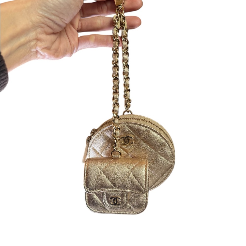 Chanel Metallic Gold Quilted Mini Bag Duo - Picture 9 of 10